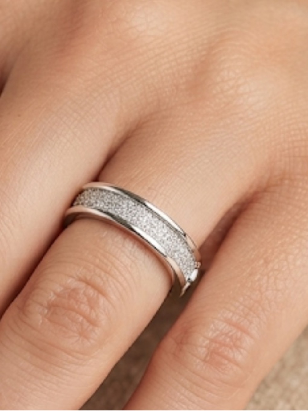 Classic Silver Pavé Band Ring - Silver